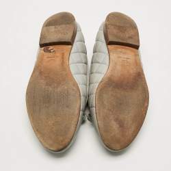 مملوكة مسبقًا Chanel Bow Size 38 Grey Leather Ballet Flats