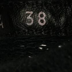 Pre Owned Chanel CC Size 38 Black Knit Fabric Leather Cap Toe Boxing Mid Top Sneakers