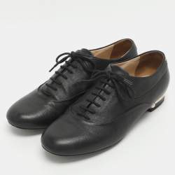Pre Owned Chanel CC Pearl Size 39 Black Leather Oxfords