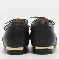 Pre Owned Chanel CC Pearl Size 39 Black Leather Oxfords