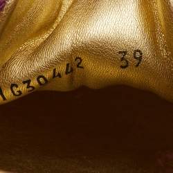 Pre Owned Chanel CC Size 39 Pink/Gold Leather, Suede and Tweed Low Top Sneakers