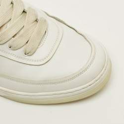 Pre Owned حذاء رياضي شانيل CC جلد أبيض مقاس 40 أربطة