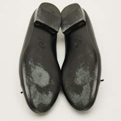 Pre Owned حذاء باليه فلات شانيل جلد براءة اختراع مبطن أسود مقدمة قوس مقاس 41.5