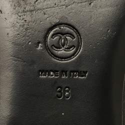 Pre Owned حذاء باليه فلات شانيل جلد براءة اختراع مبطن أسود مقدمة قوس مقاس 41.5