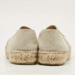 Pre Owned Chanel CC Size 38 Grey/Black Patent and Texture leather Espadrille Flats