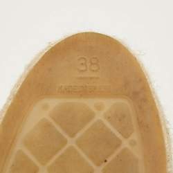 Pre Owned Chanel CC Size 38 Grey/Black Patent and Texture leather Espadrille Flats