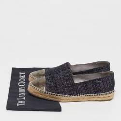 Pre Owned Chanel CC Size 39 Multicolor Leather and Tweed Espadrille Flats