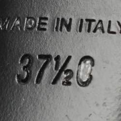 Pre Owned Chanel CC Size 37.5 Black/Gold Leather and Mesh Peep Toe Pumps