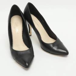مملوكة مسبقًا Chanel CC Size 38 Black Leather Cap Toe Pumps