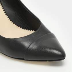 مملوكة مسبقًا Chanel CC Size 38 Black Leather Cap Toe Pumps