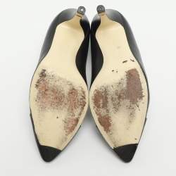 مملوكة مسبقًا Chanel CC Size 38 Black Leather Cap Toe Pumps