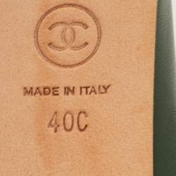 Pre Owned Chanel CC Size 40 Dark Green/Black Leather Cap Toe Pumps