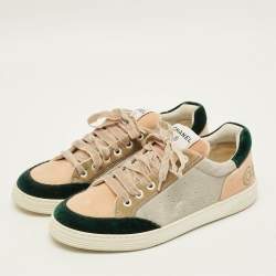 Pre Owned حذاء رياضي شانيل مخمل متعدد الألوان رباط علوي مقاس 39