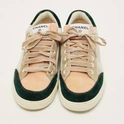 Pre Owned حذاء رياضي شانيل مخمل متعدد الألوان رباط علوي مقاس 39