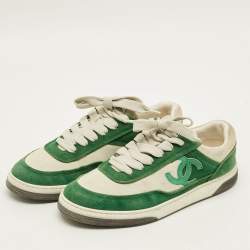 Pre Owned حذاء رياضي شانيل منخفظ من أ على CC جلد شامواه ونايلون متعدد الألوان مقاس 38.5