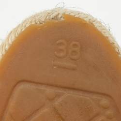 Pre Owned Chanel interlocking CC Size 38 Black Canvas and Velvet Cap Toe Espadrille Flat