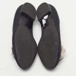 مملوكة مسبقًا حذاء باليرينا مسطح شانيل نسيج أسود سي سي كاميليا مقاس 36.5