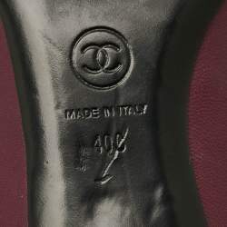 Pre Owned Chanel CC Size 40 Burgundy/Black Leather Bow Block Heel Pumps