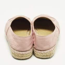 مملوكة مسبقًا Chanel CC Size 37 Pink Leather Cap Toe Espadrille Flats