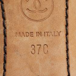 Pre Owned Chanel CC Size 37 Black Patent And Leather Cap Toe Scrunch Pumps