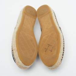 Pre Owned Chanel CC Size 36 Navy Blue Canvas Espadrille Flats