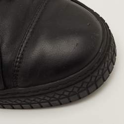 Pre Owned Chanel CC Camellia Size 37 Black Leather Low Top Sneakers