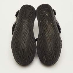 Pre Owned Chanel CC Camellia Size 37 Black Leather Low Top Sneakers