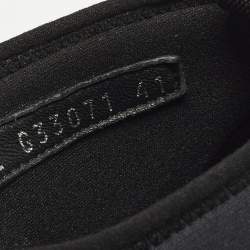 Pre Owned Chanel Size 41 Black Rubber And Leather CC Mid Top Lace up Sneakers 