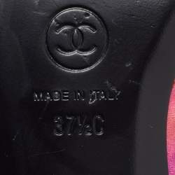 Pre Owned Chanel Size 37.5 Multicolor Patent Leather And Satin Rain Boots