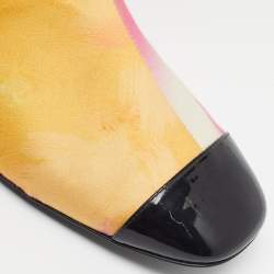 Pre Owned Chanel Size 37.5 Multicolor Patent Leather And Satin Rain Boots