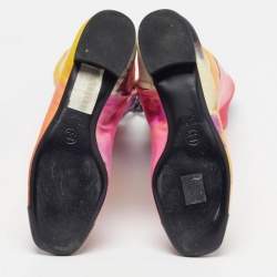 Pre Owned Chanel Size 37.5 Multicolor Patent Leather And Satin Rain Boots