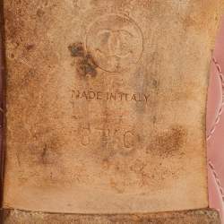 Pre Owned Chanel CC Size 37.5 Rose Pink Quilted Patent Leather Bow Cap Toe Ballet Flats