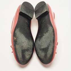 Pre Owned Chanel CC Size 39 Red Patent Leather Ballet Flats
