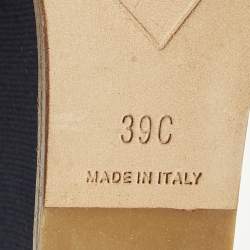 Pre Owned Chanel Size 39 Navy Blue Canvas Chain Wedge Boots