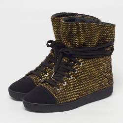 مملوكة مسبقًا Chanel CC Size 39 Multicolor Canvas and Tweed High Top Sneakers
