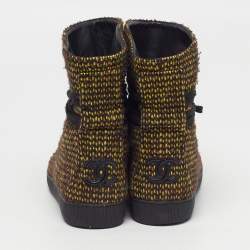 مملوكة مسبقًا Chanel CC Size 39 Multicolor Canvas and Tweed High Top Sneakers