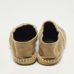 Pre Owned Chanel CC Size 36 Brown/Black Canvas Cap Toe Espadrille Flats