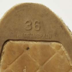 Pre Owned Chanel CC Size 36 Brown/Black Canvas Cap Toe Espadrille Flats