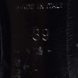 Pre Owned Chanel CC Cap Toe  Size 39 Metallic/Black  Leather and Patent  Knee Length Boots