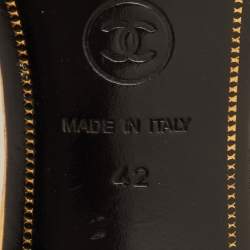 Pre Owned Chanel Size 42 Gold Snakeskin Leather Strappy Slide Sandals