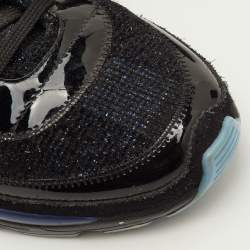 Pre Owned Chanel Size 40 Black Patent Leather, Suede and Tweed Low Top Sneakers