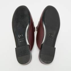 Pre Owned Chanel CC Size 36.5 Burgundy Leather Braided Chain Mules