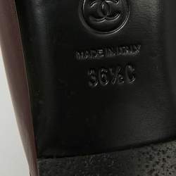 Pre Owned Chanel CC Size 36.5 Burgundy Leather Braided Chain Mules