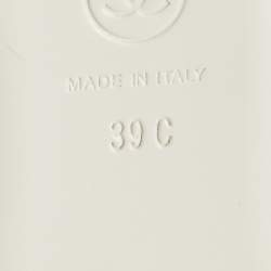 Pre Owned Chanel Size 39 White/Black Leather Mary Jane Ballet Flats