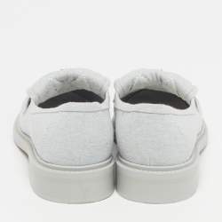 Pre Owned Chanel CC Turnlock Size 40 Grey Denim Loafers