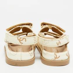 Pre Owned Chanel Dad Size 37 Cream Leather Slingback Sandals