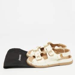 Pre Owned Chanel Dad Size 37 Cream Leather Slingback Sandals
