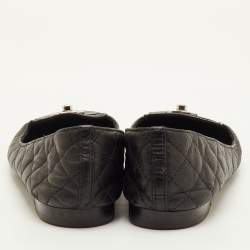 Pre Owned Chanel CC Size 41 Black Quilted Leather Turnlock Ballet Flats