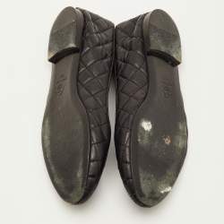 Pre Owned Chanel CC Size 41 Black Quilted Leather Turnlock Ballet Flats