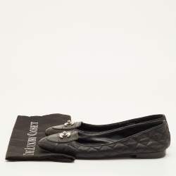 Pre Owned Chanel CC Size 41 Black Quilted Leather Turnlock Ballet Flats
